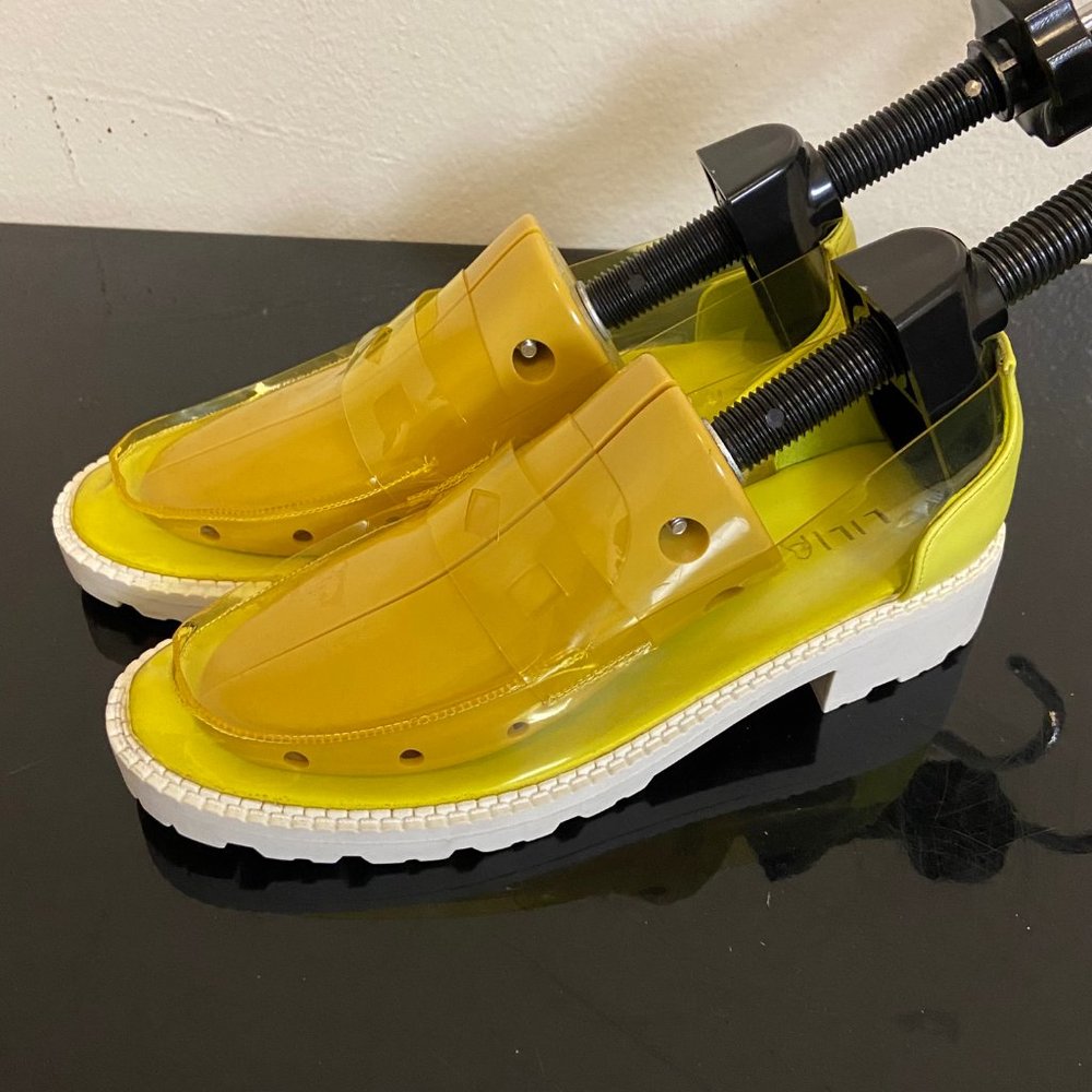 Liliana Transparent Neon Yellow Slip-ons Loafers - Size 6.5 Women's